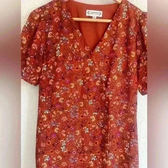 Nanette Lepore Floral Puff Sleeve Wrap Dressin Sierra Size 4 Vintage Inspired - Picture 7 of 11